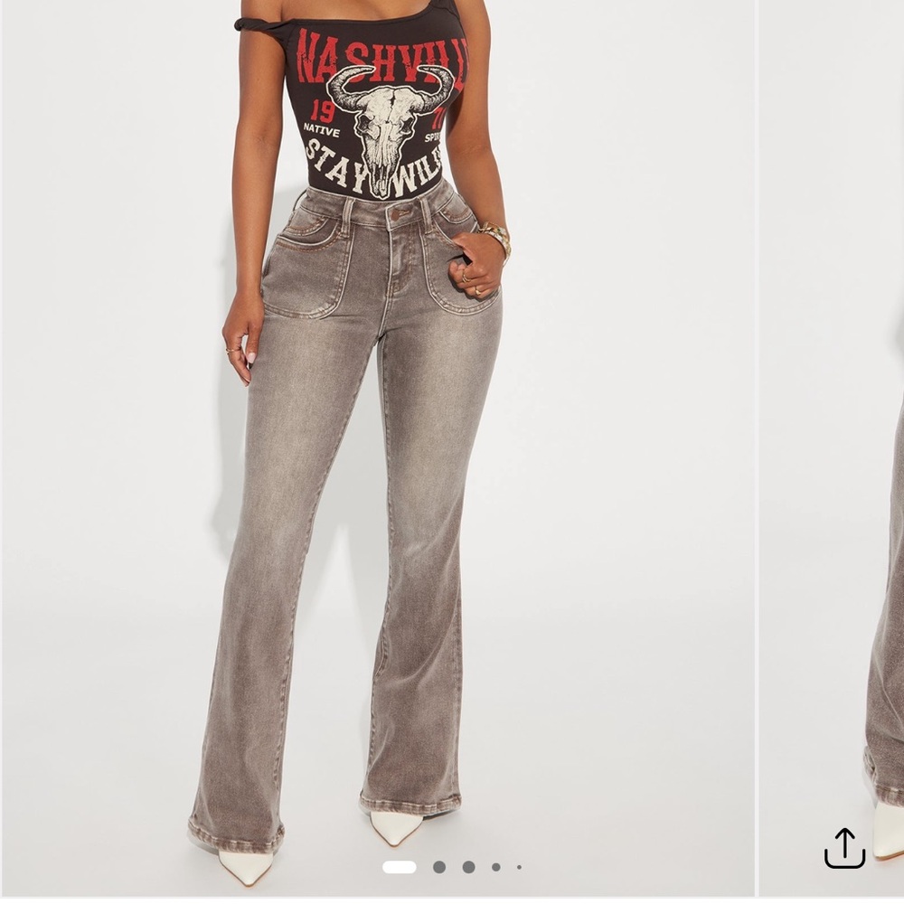 Fashion Nova Gray Flare Jeans